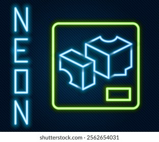 Glowing neon line 3D printer icon isolated on black background. 3d printing. Colorful outline concept. Vector