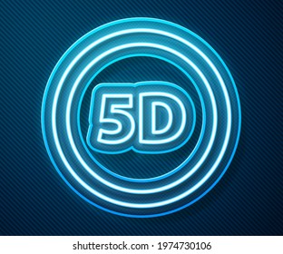 Glowing neon line 5d virtual reality icon isolated on blue background. Large three-dimensional logo.  Vector Illustration