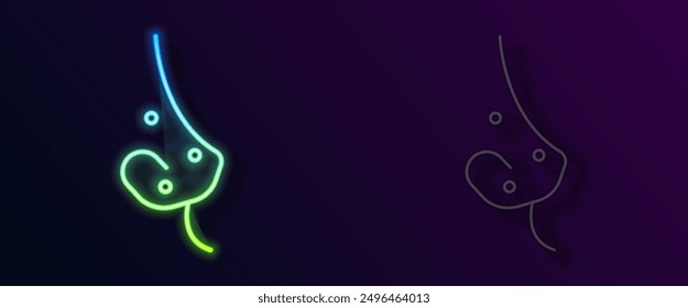 Glowing neon line Acne icon isolated on black background. Inflamed pimple on the skin. The sebum in the clogged pore promotes the growth of a bacteria.  Vector