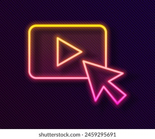 Glowing neon line Advertising icon isolated on black background. Concept of marketing and promotion process. Responsive ads. Social media advertising.  Vector