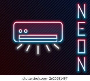 Glowing neon line Air conditioner icon isolated on black background. Split system air conditioning. Cool and cold climate control system. Colorful outline concept. Vector