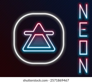 Glowing neon line Air element of the symbol alchemy icon isolated on black background. Basic mystic elements. Colorful outline concept. Vector