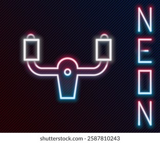 Glowing neon line Aircraft steering helm icon isolated on black background. Aircraft control wheel. Colorful outline concept. Vector Illustration