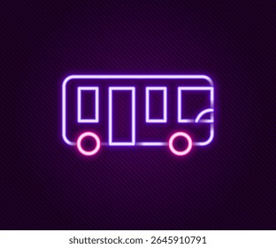 Glowing neon line Airport bus icon isolated on black background. Colorful outline concept. Vector
