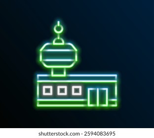 Glowing neon line Airport control tower icon isolated on black background. Colorful outline concept. Vector