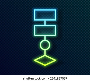 Glowing neon line Algorithm icon isolated on black background. Algorithm symbol design from Artificial Intelligence collection.  Vector