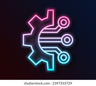 Glowing neon line Algorithm icon isolated on black background. Algorithm symbol design from Artificial Intelligence collection.  Vector Illustration