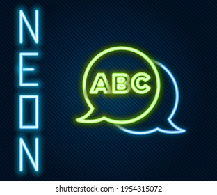 Glowing neon line Alphabet icon isolated on black background. Colorful outline concept. Vector