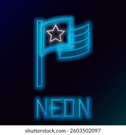 Glowing neon line American flag icon isolated on black background. Flag of USA. United States of America. Colorful outline concept. Vector