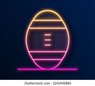 Glowing neon line American Football ball icon isolated on black background. Rugby ball icon. Team sport game symbol.  Vector