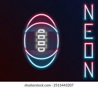 Icono brillante de la bola de fútbol americano de la línea de neón aislado en fondo negro. Icono de pelota de rugby. Símbolo de juego deportivo Equipo. Concepto de contorno colorido. Vector