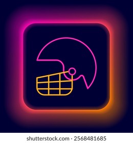 Glowing neon line American football helmet icon isolated on black background. Colorful outline concept. Vector