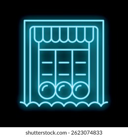 Glowing neon line amusement park balls attraction icon isolated on black background. Vector illustration