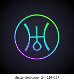 Glowing neon line Ancient astrological symbol of Uranus icon isolated on black background. Astrology planet. Zodiac and astrology sign.  Vector