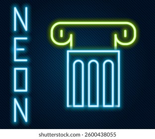 Glowing neon line Ancient column icon isolated on black background. Colorful outline concept. Vector