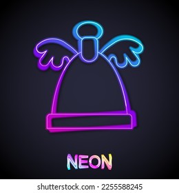 Glowing neon line Angel icon isolated on black background. Merry Christmas and Happy New Year.  Vector