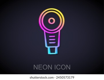 Glowing neon line Angle grinder icon isolated on black background.  Vector