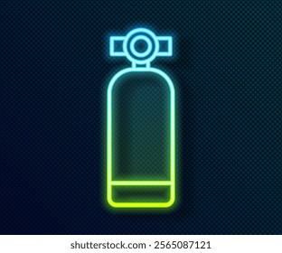 Glowing neon line Aqualung icon isolated on black background. Oxygen tank for diver. Diving equipment. Extreme sport. Diving underwater equipment.  Vector