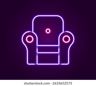 Glowing neon line Armchair icon isolated on black background. Colorful outline concept. Vector