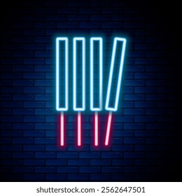 Glowing neon line Aroma sticks, incense, aromas icon isolated on brick wall background. Colorful outline concept. Vector