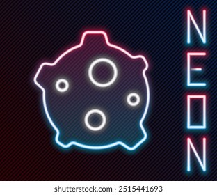 Linha de neon brilhante Ícone de asteroide isolado no fundo preto. Conceito de contorno colorido. Vetor