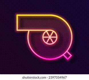 Glowing neon line Automotive turbocharger icon isolated on black background. Vehicle performance turbo. Turbo compressor induction.  Vector Illustration