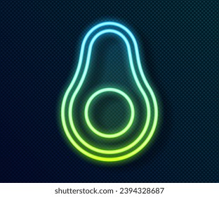 Icono de la fruta de aguacate en la línea de neón brillante aislado en el fondo negro.  Vector