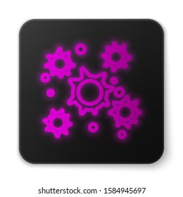 Glowing neon line Bacteria icon isolated on white background. Bacteria and germs, microorganism disease causing, cell cancer, microbe, virus, fungi. Black square button. Vector Illustration