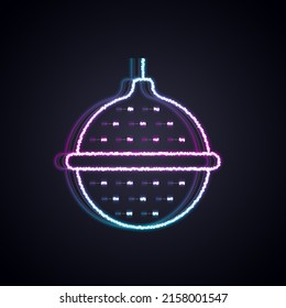 Glowing neon line Ball tea strainer icon isolated on black background.  Vector