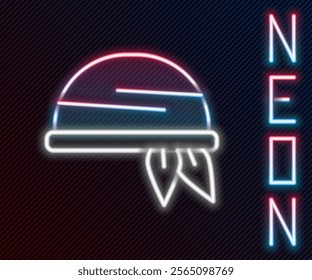 Glowing neon line Bandana icon isolated on black background. Colorful outline concept. Vector