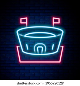 Glowing Neon Line Baseball Arena Icon Isolated On Brick Wall Background. Baseball Field. Colorful Outline Concept. Vector