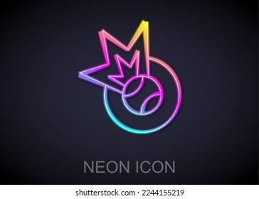 Glowing neon line Baseball ball icon isolated on black background.  Vector