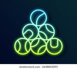Glowing neon line Baseball ball icon isolated on black background.  Vector