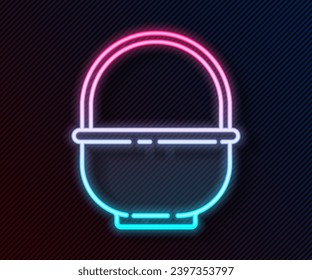 Glowing neon line Basket icon isolated on black background. Happy Easter.  Vector Illustration