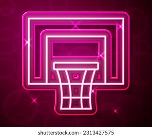 Glowing neon line Basketball backboard icon isolated on red background.  Vector