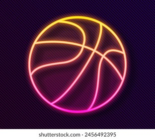 Glowing neon line Basketball ball icon isolated on black background. Sport symbol.  Vector