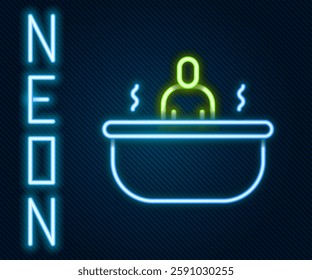 Glowing neon line Bathtub icon isolated on black background. Colorful outline concept. Vector Illustration