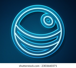 Glowing neon line Beach ball icon isolated on blue background. Children toy.  Vector