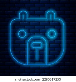 Glowing neon line Bear market icon isolated on brick wall background. Financial and stock investment market concept.  Vector