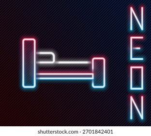 Glowing neon line Bed icon isolated on black background. Colorful outline concept. Vector