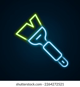 Glowing neon line Beekeeping brush icon isolated on black background. Tool of the beekeeper. Colorful outline concept. Vector