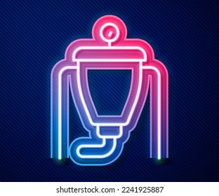 Glowing neon line Beer brewing process icon isolated on blue background.  Vector
