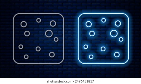 Glowing neon line Beer bubbles icon isolated on brick wall background.  Vector
