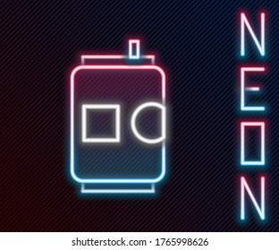 Glowing neon line Beer can icon isolated on black background. Colorful outline concept. Vector Illustration