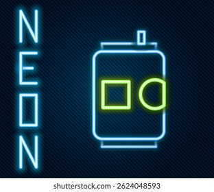 Glowing neon line Beer can icon isolated on black background. Colorful outline concept. Vector Illustration