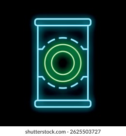 Glowing neon line beer can icon isolated on a black background vector illustration