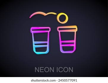 Glowing neon line Beer pong game icon isolated on black background. Alcohol party game.  Vector