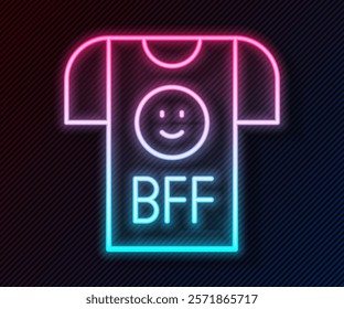 Glowing neon line BFF or best friends forever icon isolated on black background.  Vector