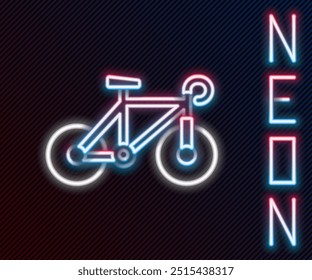 Glowing neon line Bicycle icon isolated on black background. Bike race. Extreme sport. Sport equipment. Colorful outline concept. Vector