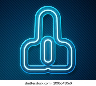 Glowing neon line Bicycle seat icon isolated on blue background. Bicycle saddle.  Vector